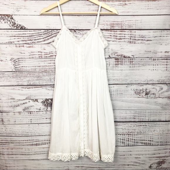 Free People Dresses & Skirts - Free People Sheer Off White Dress with Lace Detail